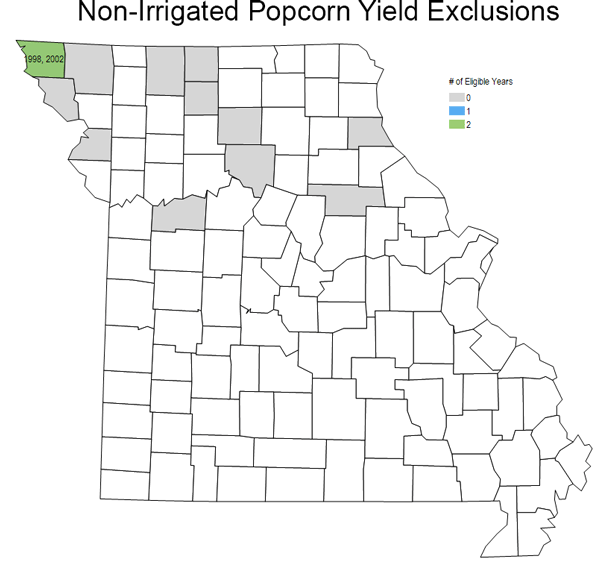 Map of Non-Irrigated Popcorn Yield Exclusions