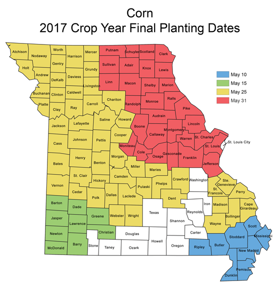 Map of Corn Final Planting Date