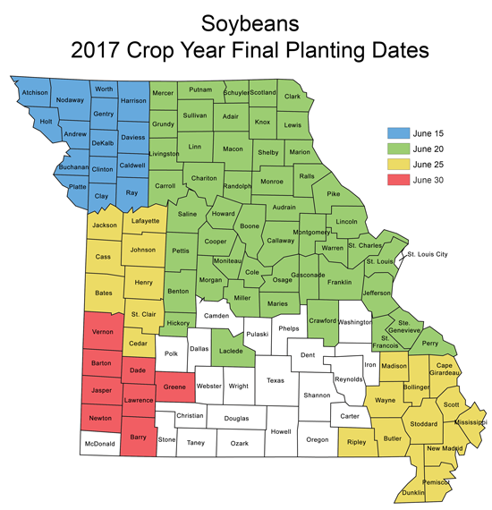 Map of Soybean Final Planting Date