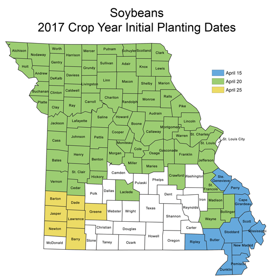 Map of Soybean Initial Planting Date